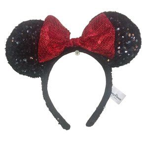 Disney Parks Classic Minnie Black and Red Sequin Ears Headband